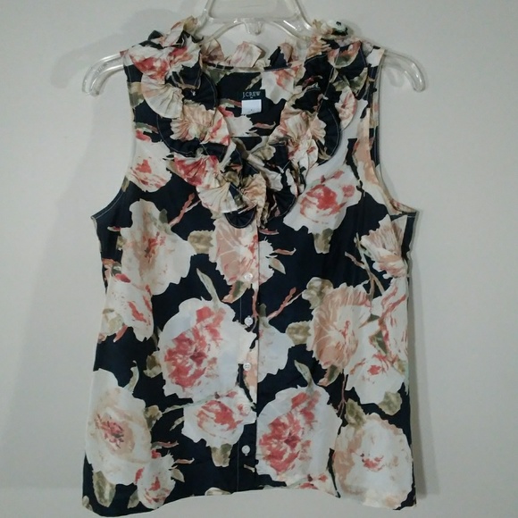 J. Crew Factory Tops - J. Crew | top 100% silk ruffle neck  size 8